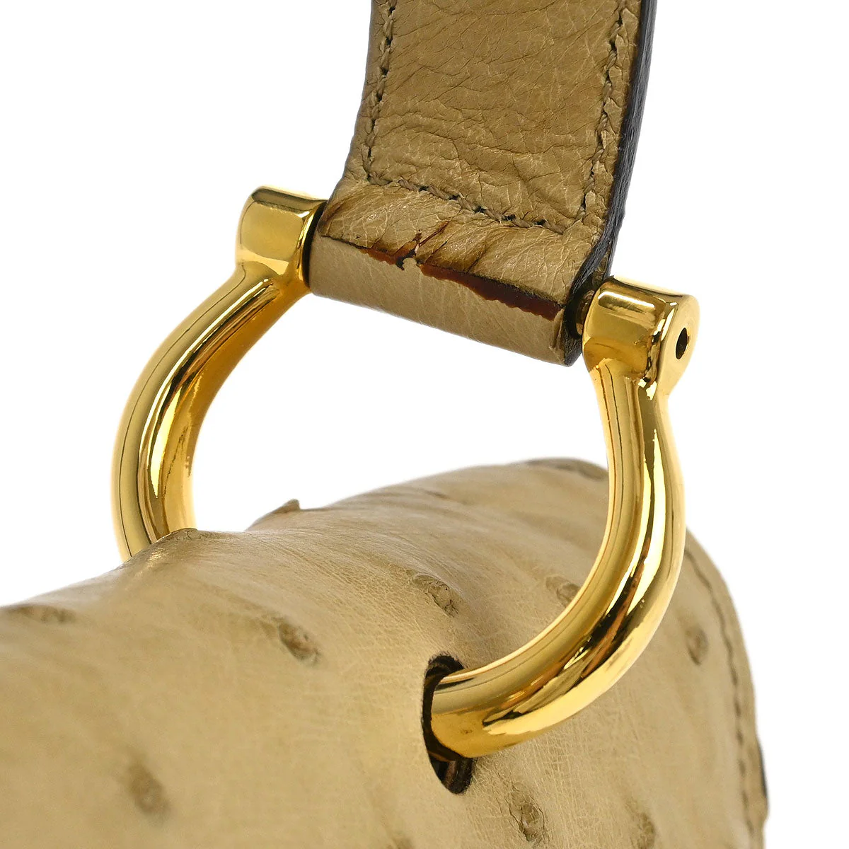 Celine * Beige Ostrich Handbag - Image 5
