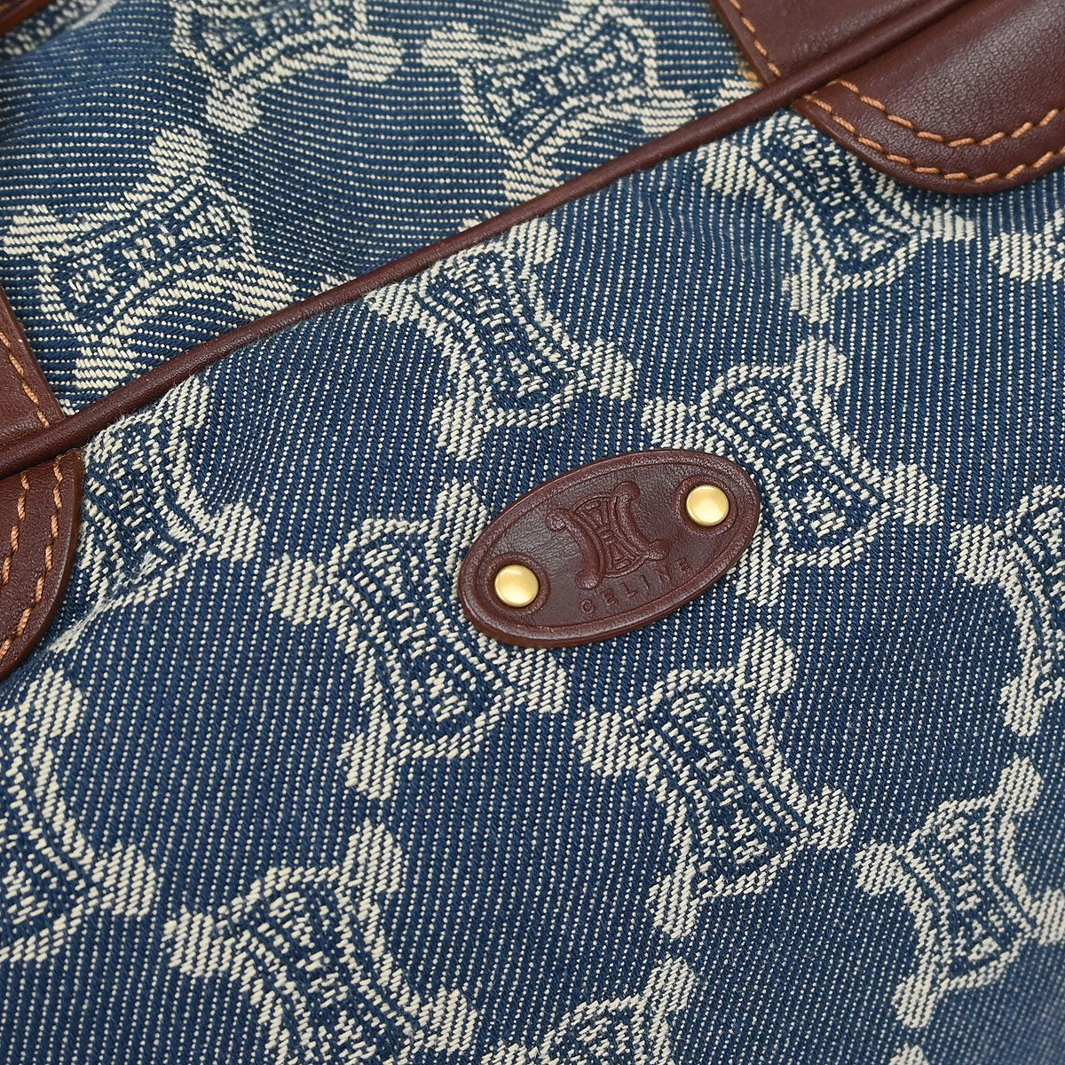 Celine Blue Denim Macadam Handbag - Image 5