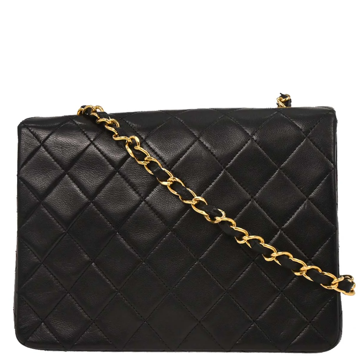Chanel 1994-1996 Black Lambskin Classic Square Flap Shoulder Bag - Image 2