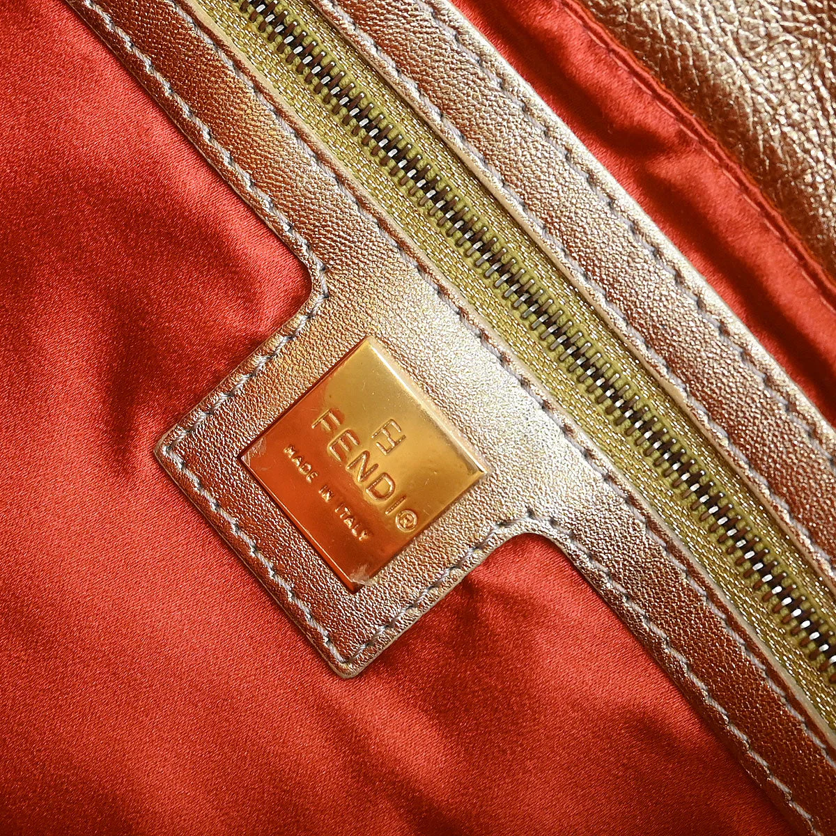Fendi Gold Lambskin Mamma Baguette Handbag - Image 9