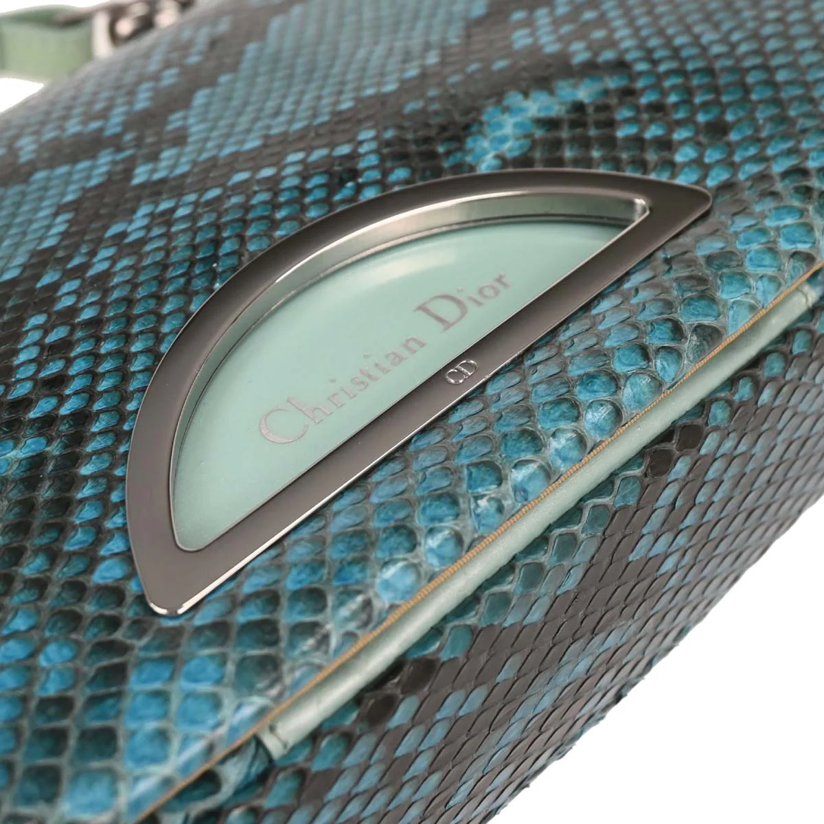 Christian Dior * Turquoise Blue Python Malice Handbag - Image 6