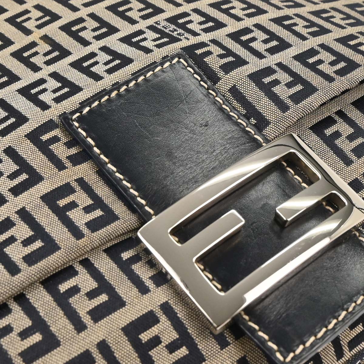 Fendi Navy Gray Zucchino Mamma Baguette Handbag - Image 5