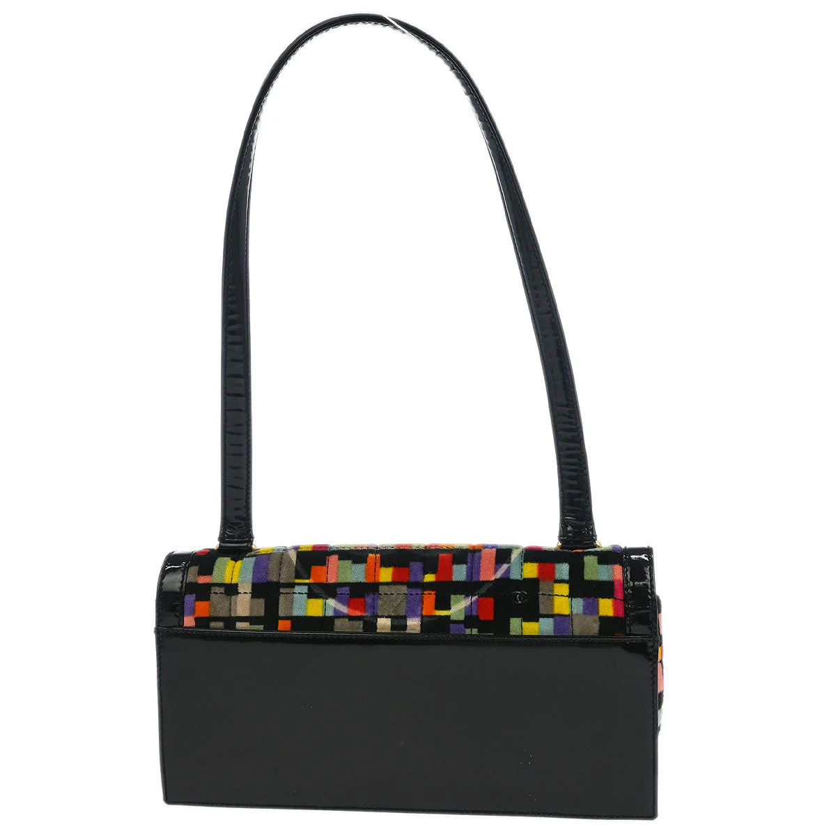 Chanel 2000-2002 Black Velvet Mademoiselle Lock CC Handbag - Image 2