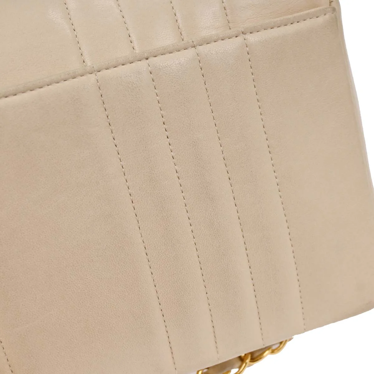 Chanel 1991-1994 Off-white Lambskin Small Classic Double Flap Shoulder Bag - Image 3