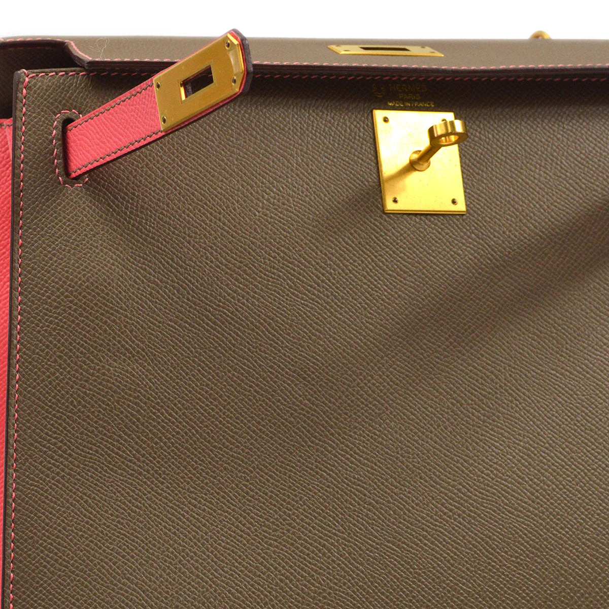 Hermes 2018 Gray Pink Epsom Kelly 28 Sellier 2way Shoulder Handbag - Image 4