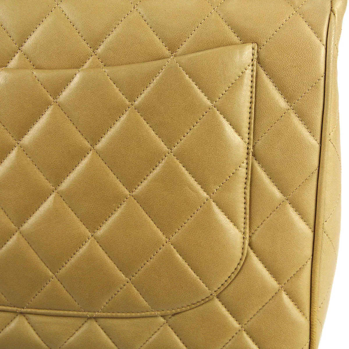 Chanel 1994-1996 * Classic Flap Jumbo Double Chain Shoulder Bag Beige Lambskin - Image 6