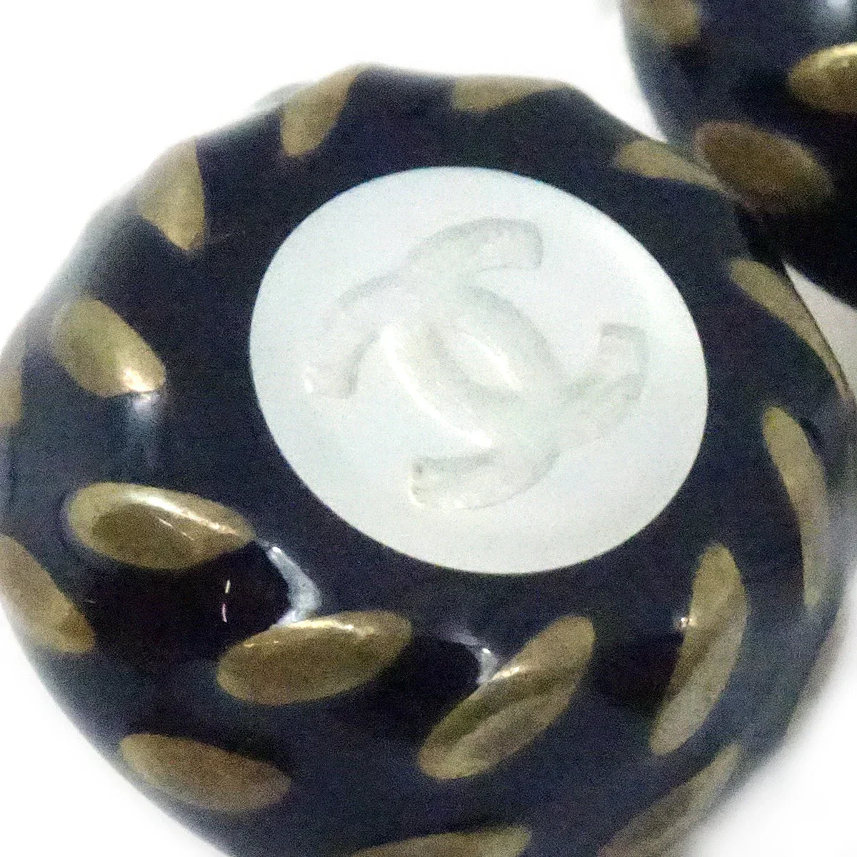 Chanel Button Earrings Clip-On Black 97A - Image 2