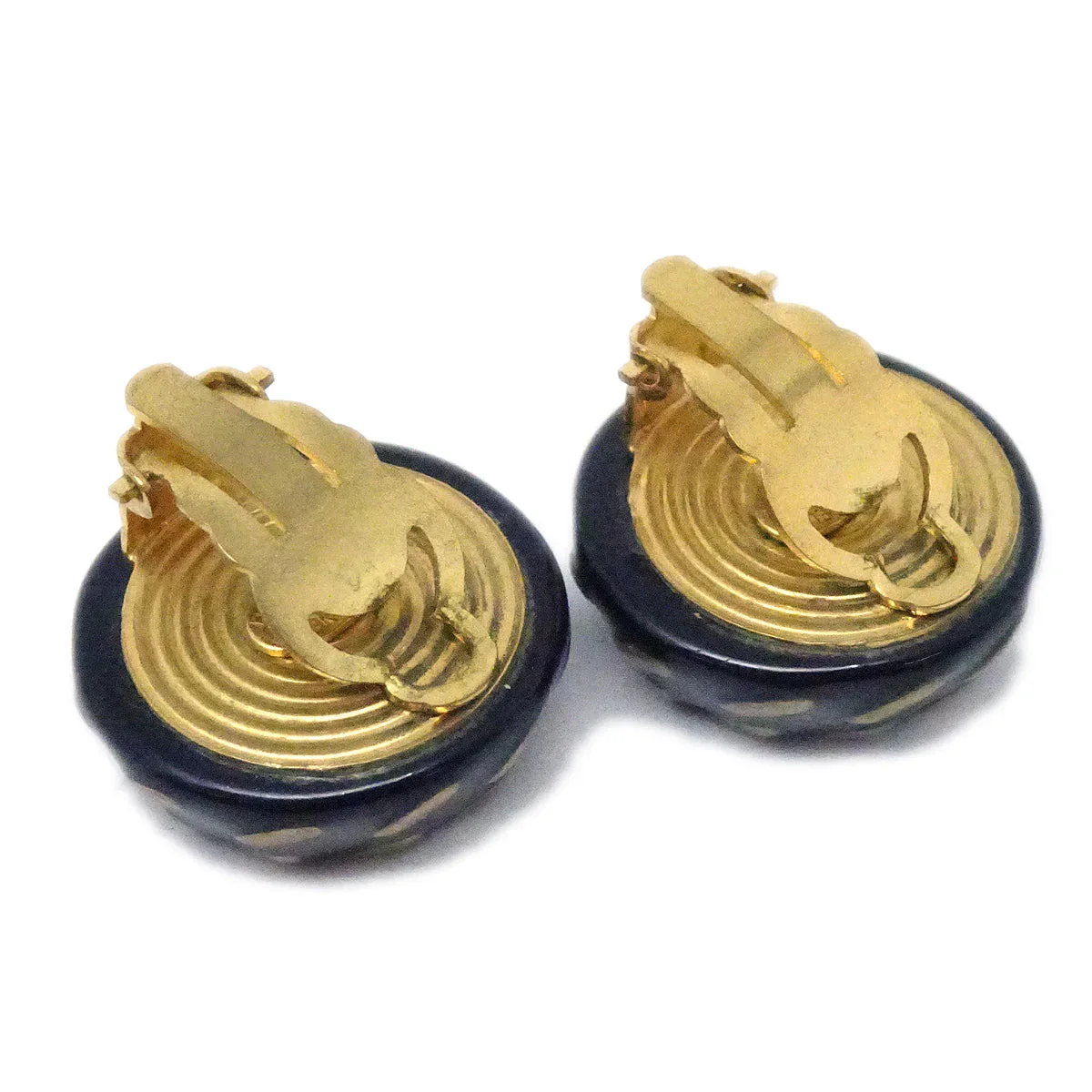 Chanel Button Earrings Clip-On Black 97A - Image 3