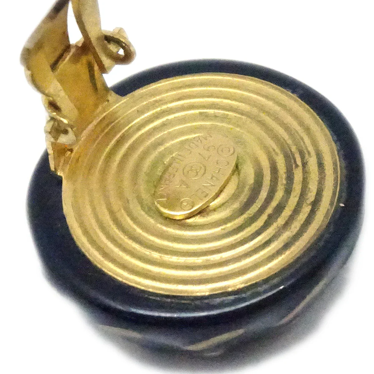 Chanel Button Earrings Clip-On Black 97A - Image 4