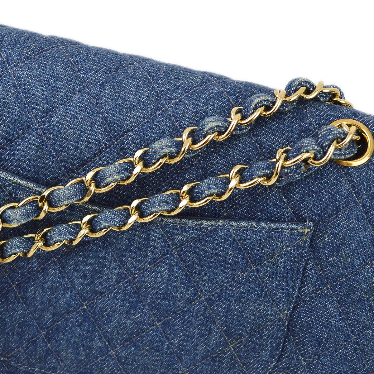 Chanel 1997-1999 Denim Medium Classic Double Flap Bag - Image 6