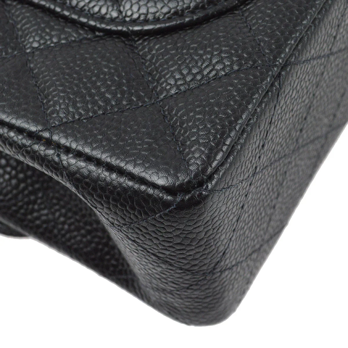 Chanel 2001-2003 Black Caviar Small Classic Double Flap Shoulder Bag - Image 5