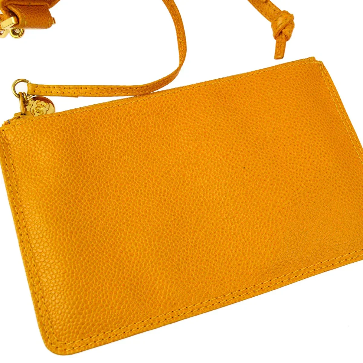 Chanel 1996-1997 Orange Caviar Triple CC Bucket Shoulder Bag - Image 7