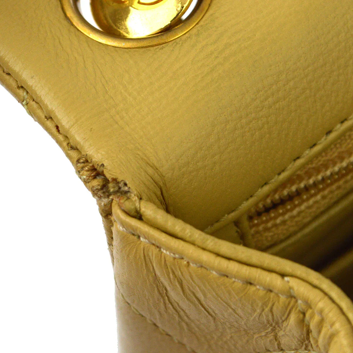 Chanel 1986-1988 Beige Lambskin Mini Classic Square Flap Handbag 17 - Image 10
