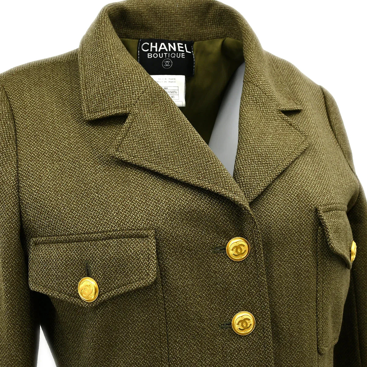 Chanel Single Breasted Jacket Khaki 96A #40 - Image 6