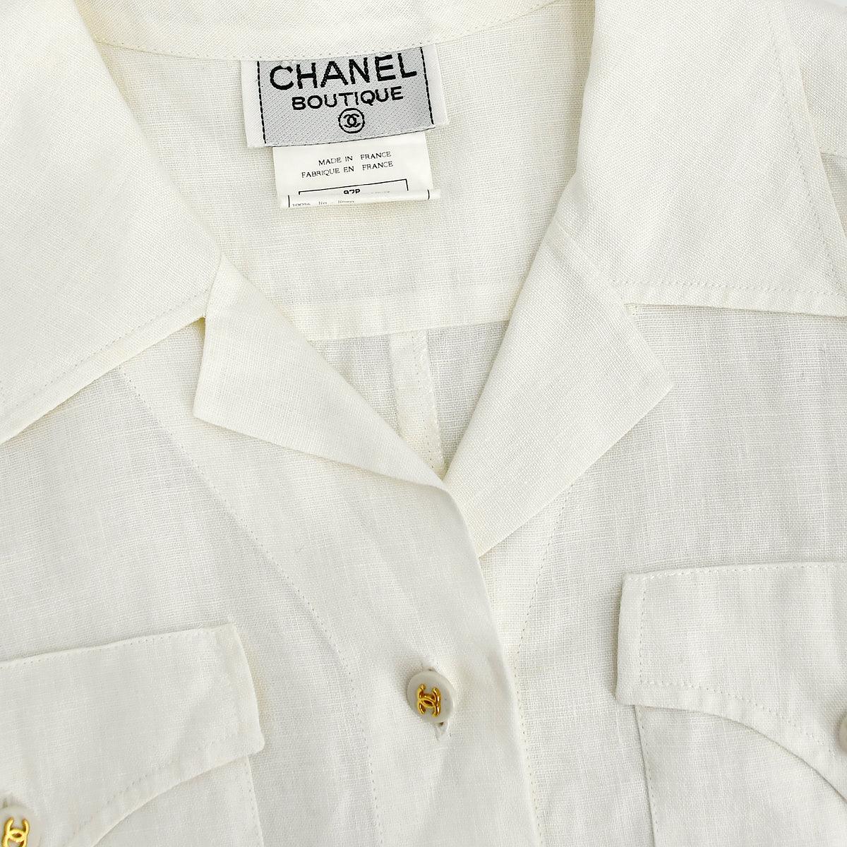 Chanel Short Sleeve Shirt White 97P #38 - Image 3