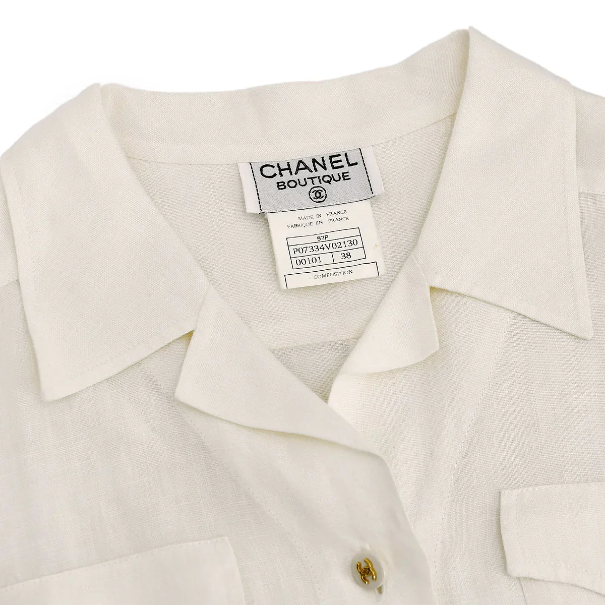 Chanel Shirt White 97P #38 - Image 3
