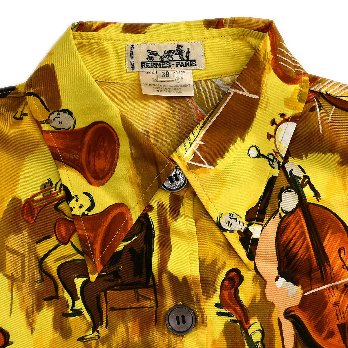 Hermes 1980s Shirt Blouse Yellow #38 - Image 4