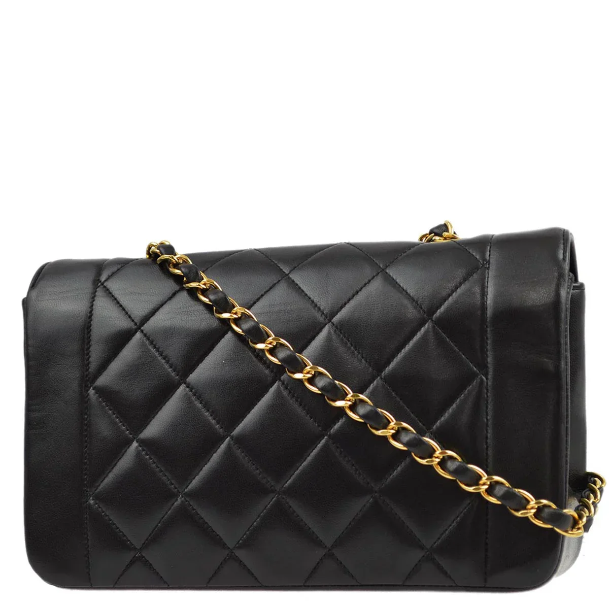 Chanel 1994-1996 Black Lambskin Small Diana Shoulder Bag - Image 2