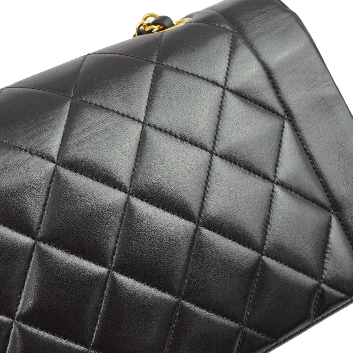 Chanel 1994-1996 Black Lambskin Small Diana Shoulder Bag - Image 7