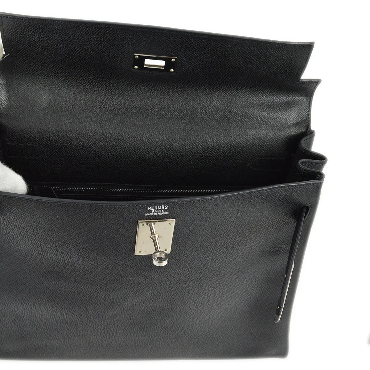 Hermes 2004 Black Epsom Kelly 32 Retourne - Image 8
