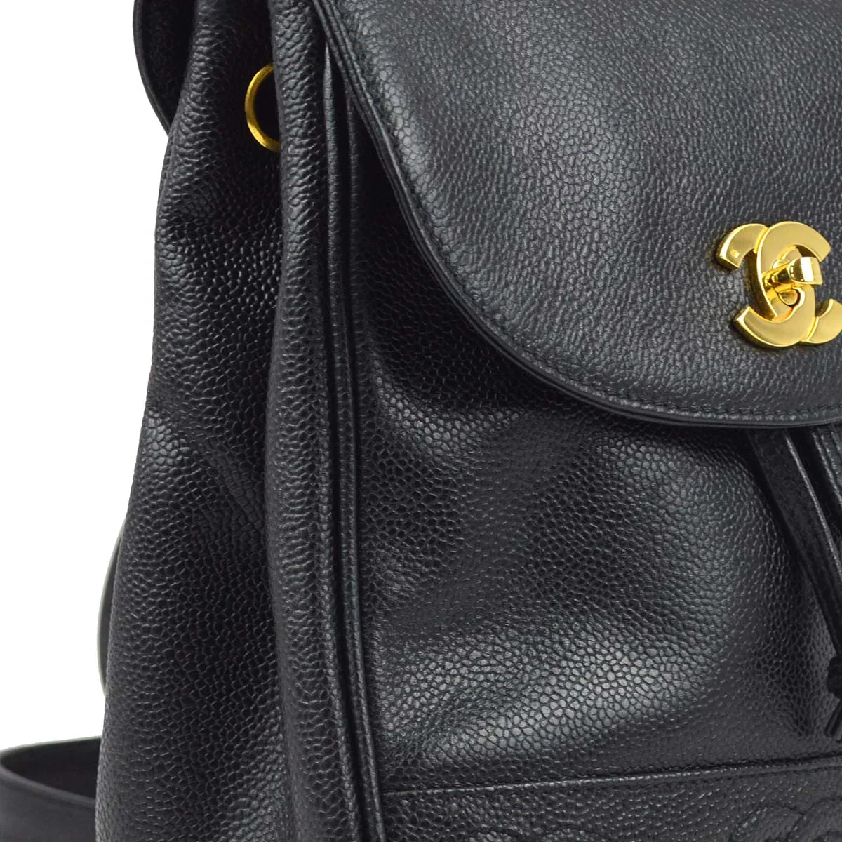 Chanel 1996-1997 Black Caviar Triple CC Backpack - Image 3