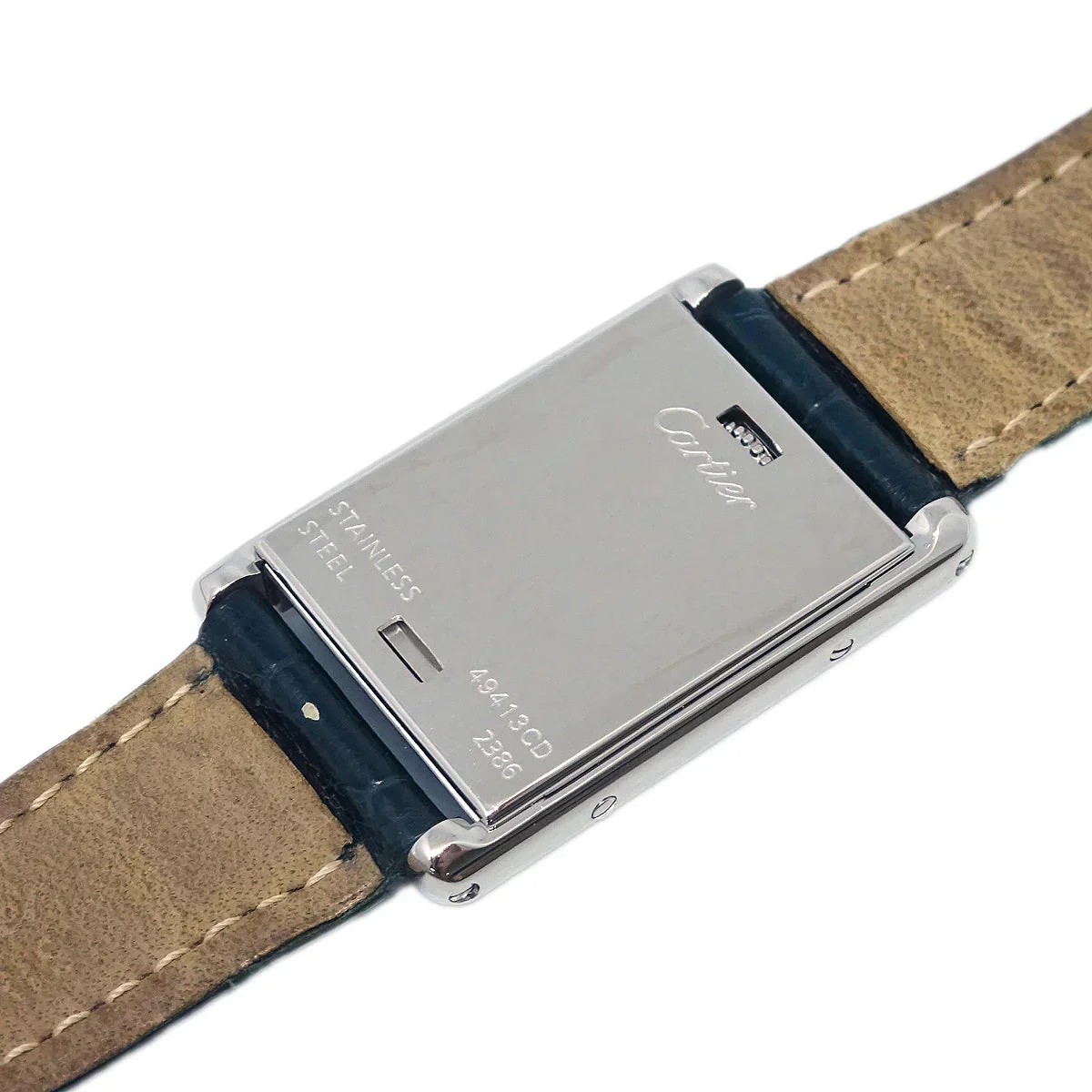 Cartier * Tank Basculante Quartz Watch SS Green - Image 6