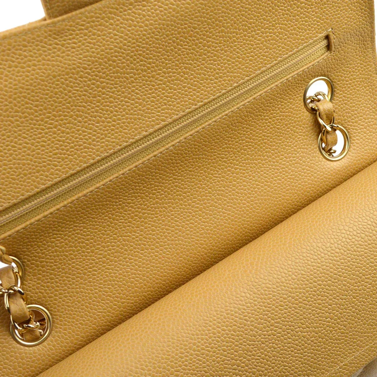 Chanel 2003-2004 Beige Caviar Medium Classic Double Flap Bag - Image 7