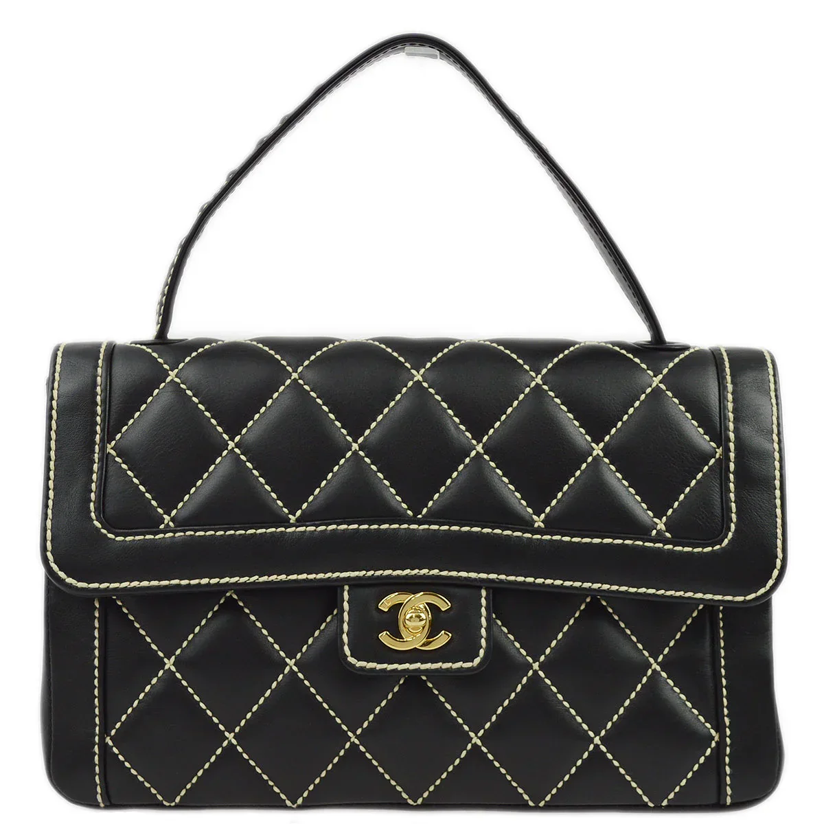 Chanel 2004-2005 Black Calfskin Wild Stitch Handbag