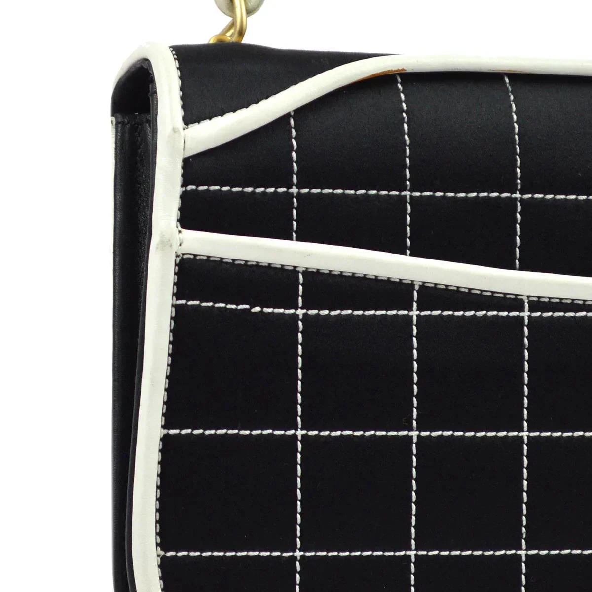 Chanel 2000-2001 Black Satin Mademoiselle Lock Chain Handbag - Image 3