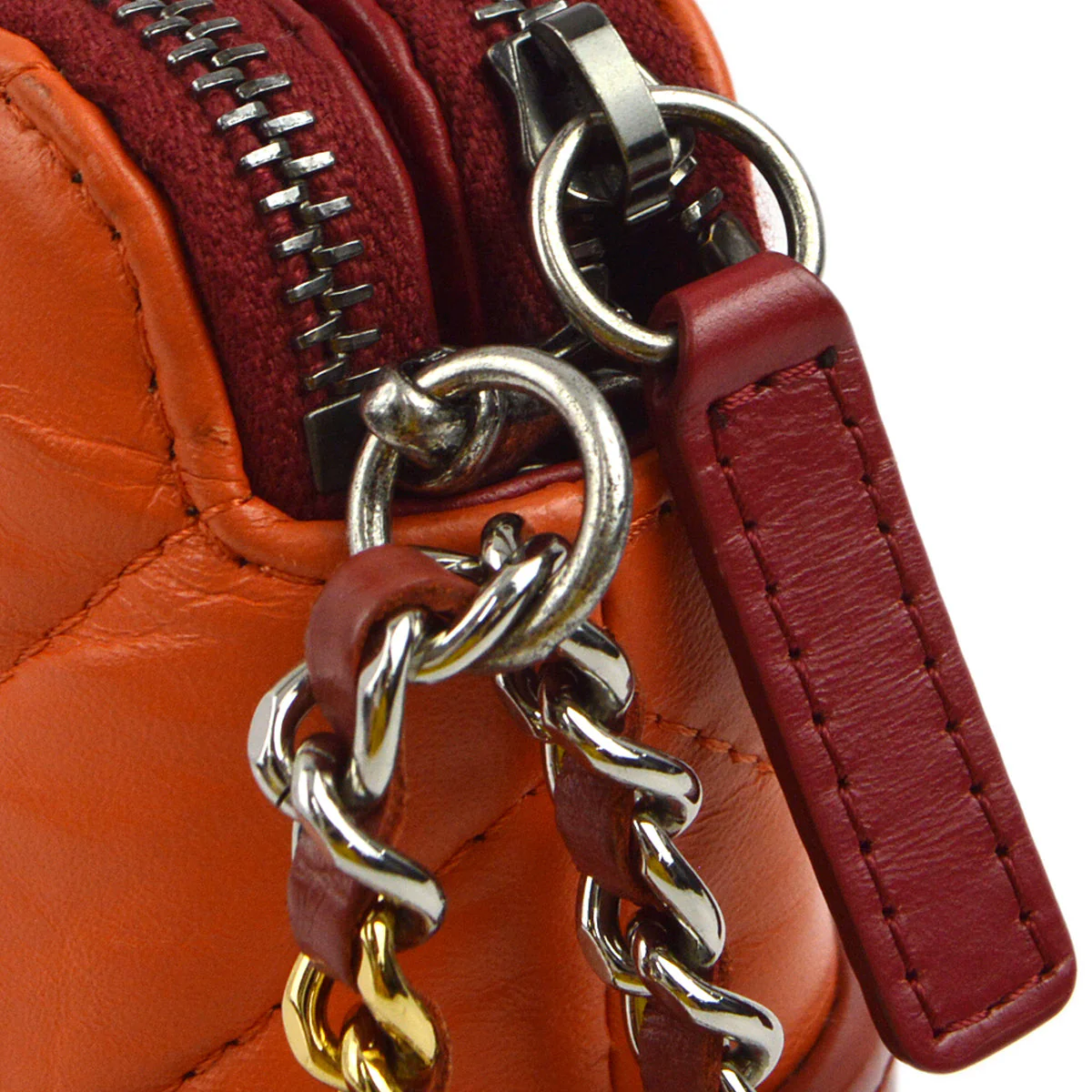 Chanel 2018-2019 Orange Calfskin Gabrielle Chevron WOC Wallet On Chain - Image 5