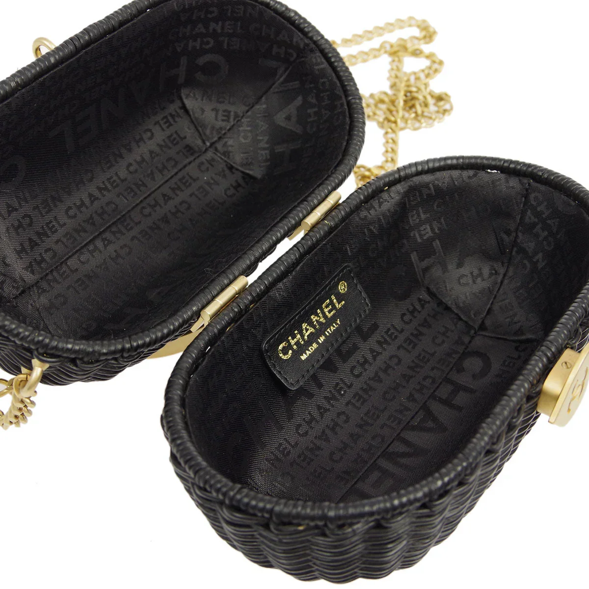 Chanel * 2004-2005 Black Rattan Basket 2way Shooulder Handbag - Image 6
