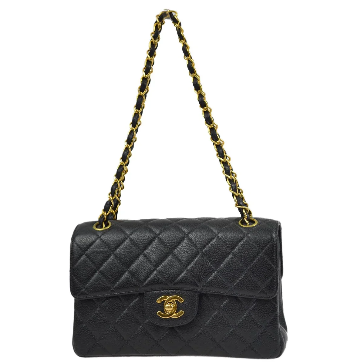 Chanel 1996-1997 Black Caviar Double Sided Classic Flap Shoulder Bag - Image 2