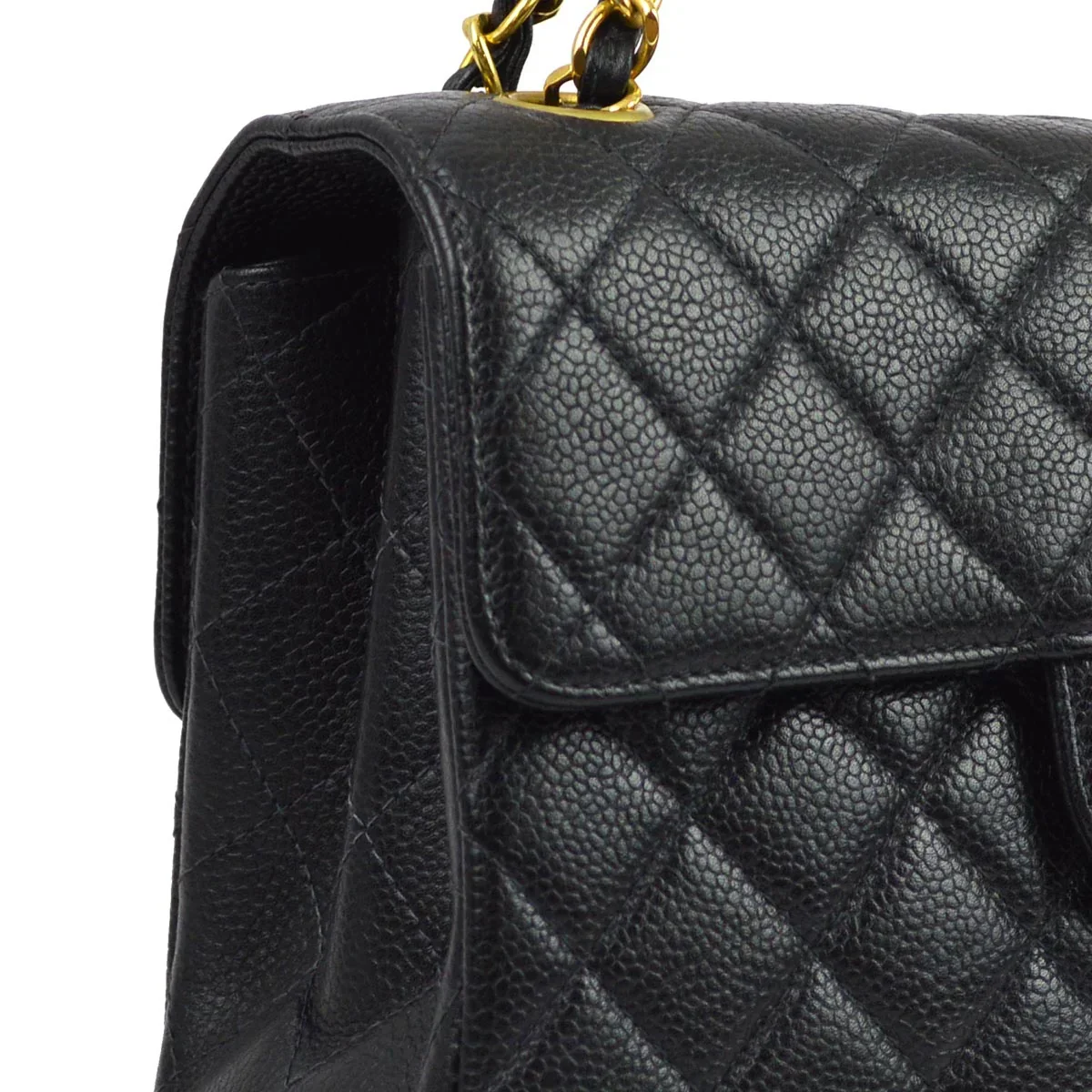 Chanel 1996-1997 Black Caviar Double Sided Classic Flap Shoulder Bag - Image 3