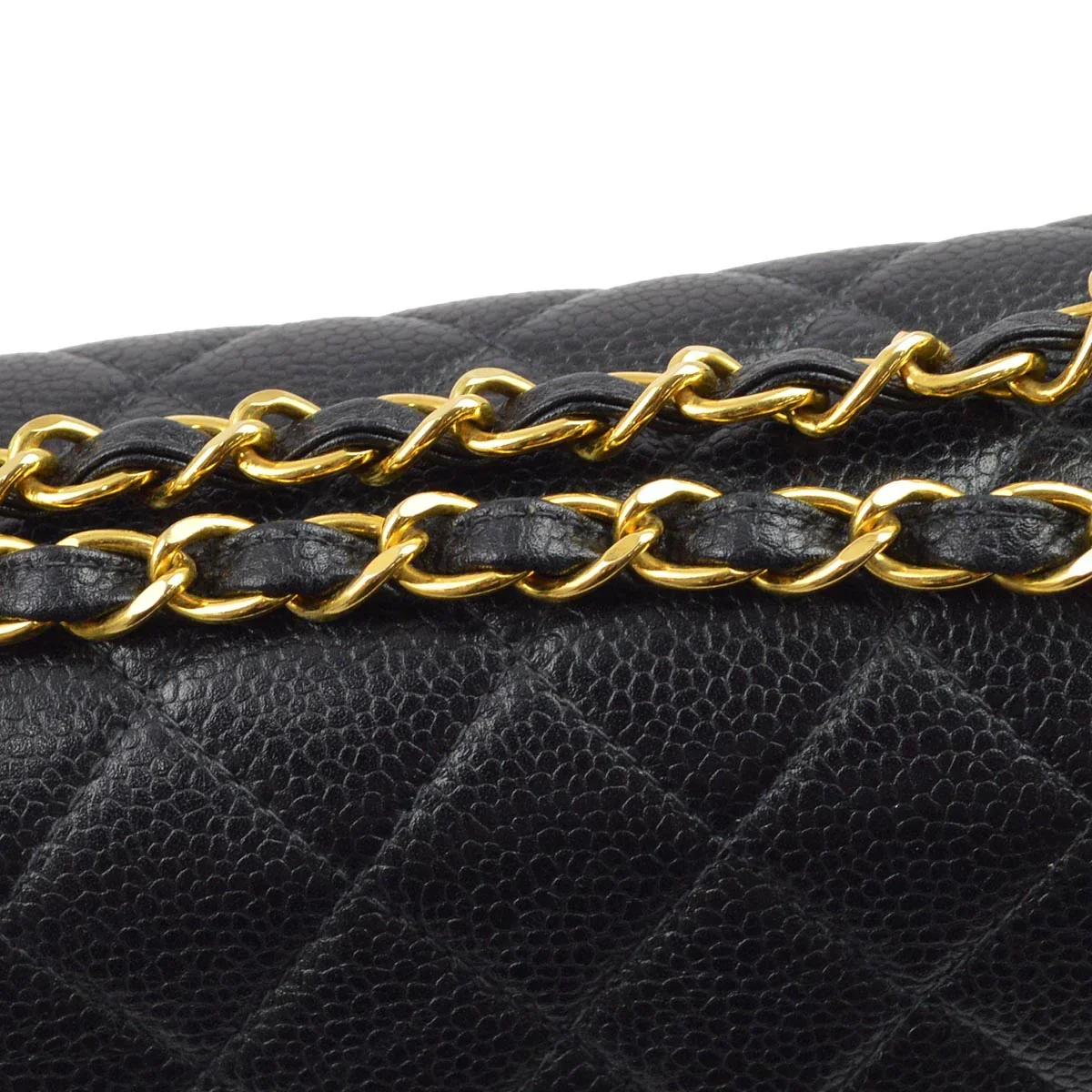 Chanel 1996-1997 Black Caviar Double Sided Classic Flap Shoulder Bag - Image 7