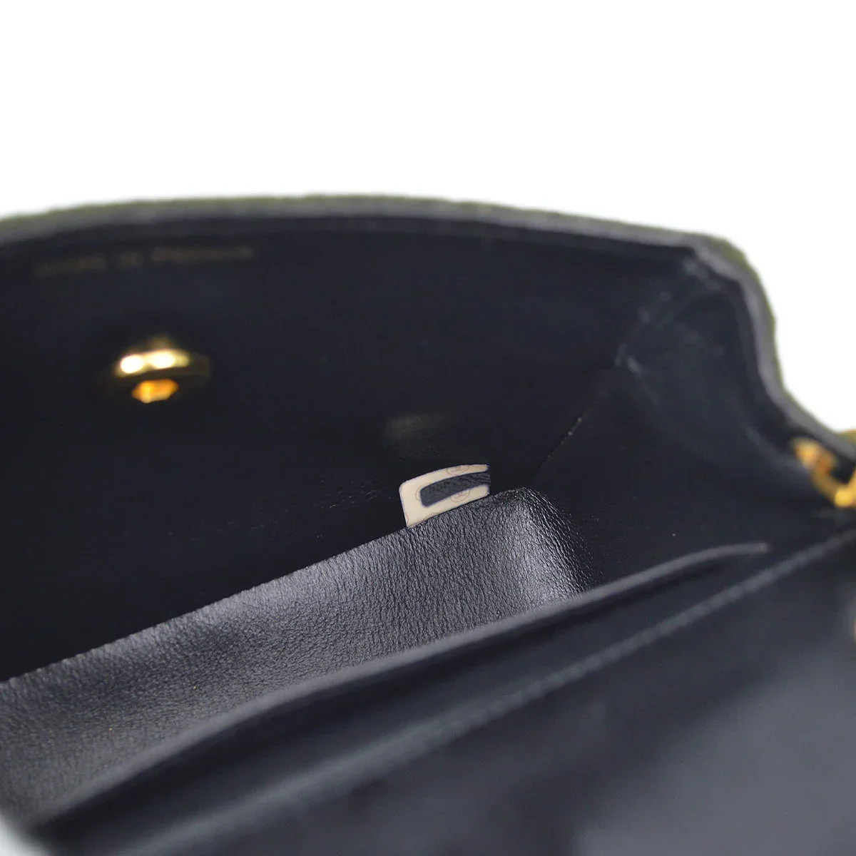 Chanel 1989-1991 Black Green Satin Felt Straight Flap Shoulder Bag - Image 9