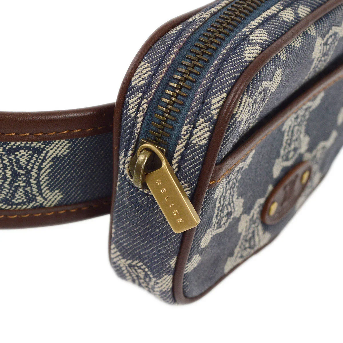 Celine Blue Denim Macadam Belt Bum Bag - Image 3