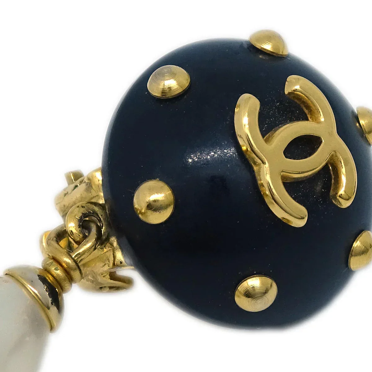 Chanel Costume Pearl Dangle Earrings Clip-On Gold 96C - Image 2