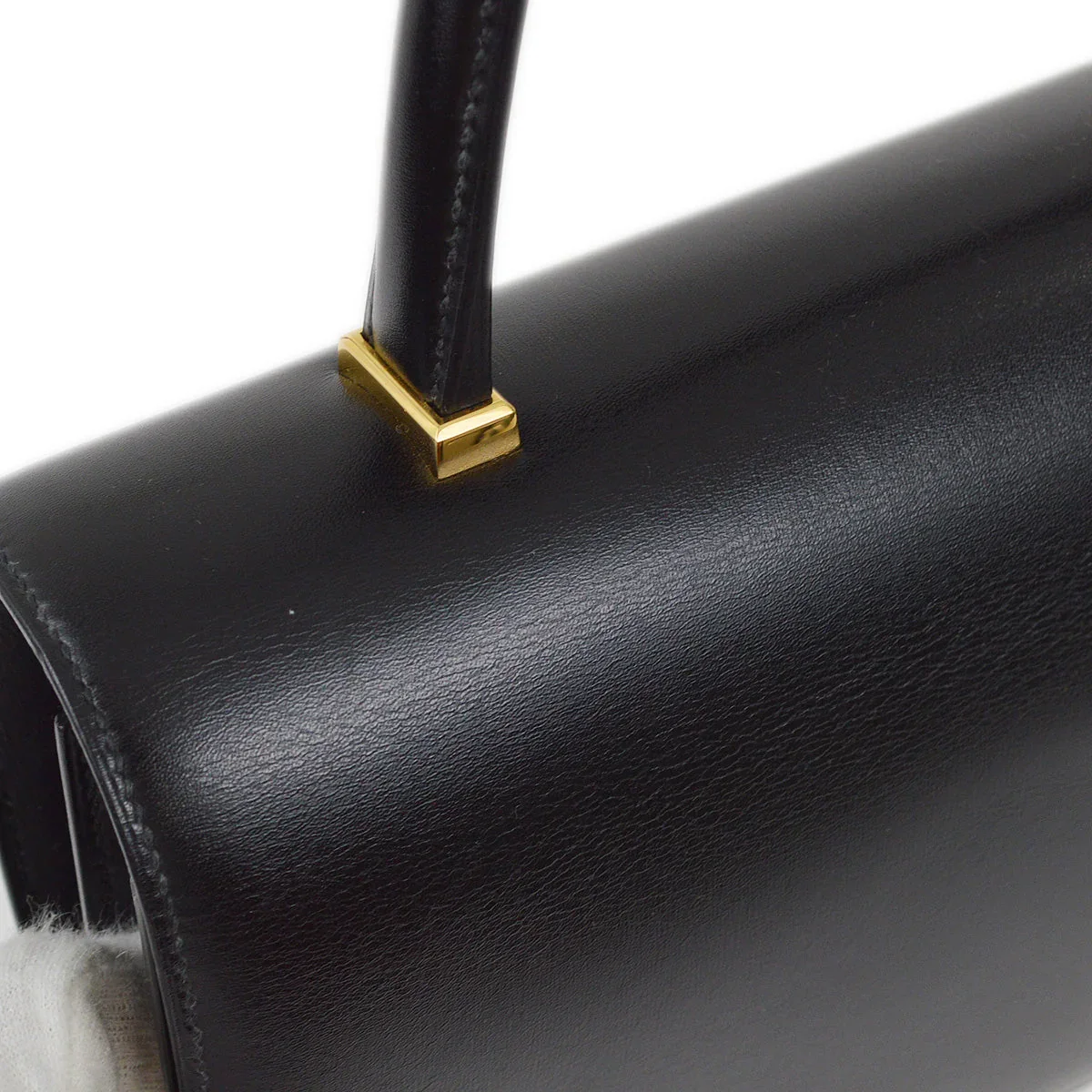 Hermes 1991 Black Box Calf Piano Handbag - Image 6