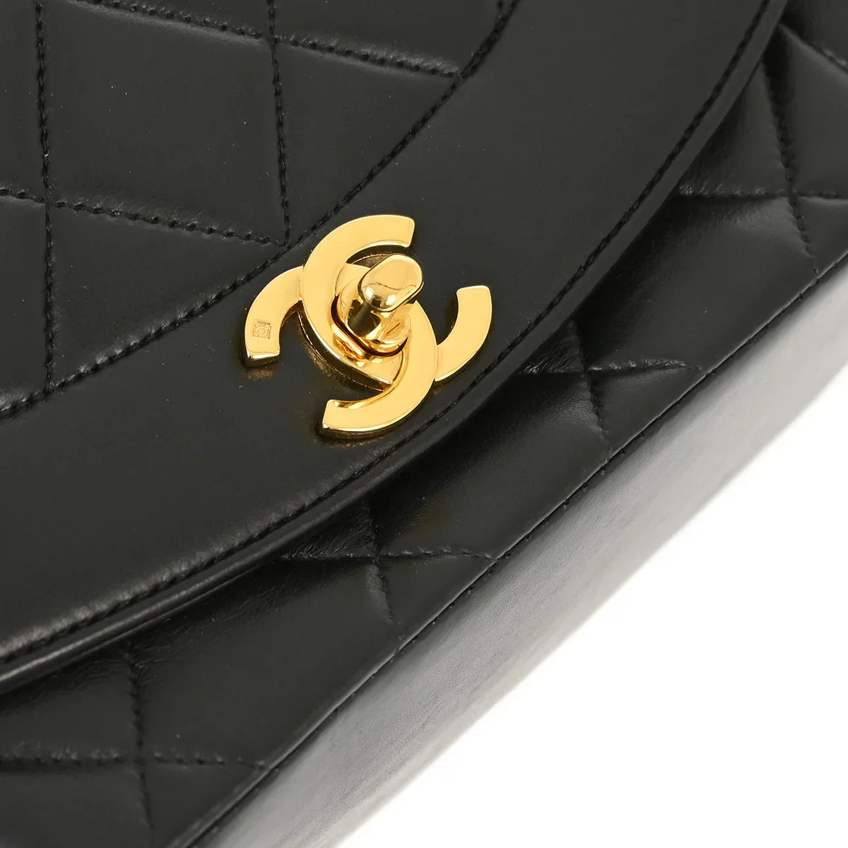 Chanel 1994-1996 Black Lambskin Small Diana Shoulder Bag - Image 3