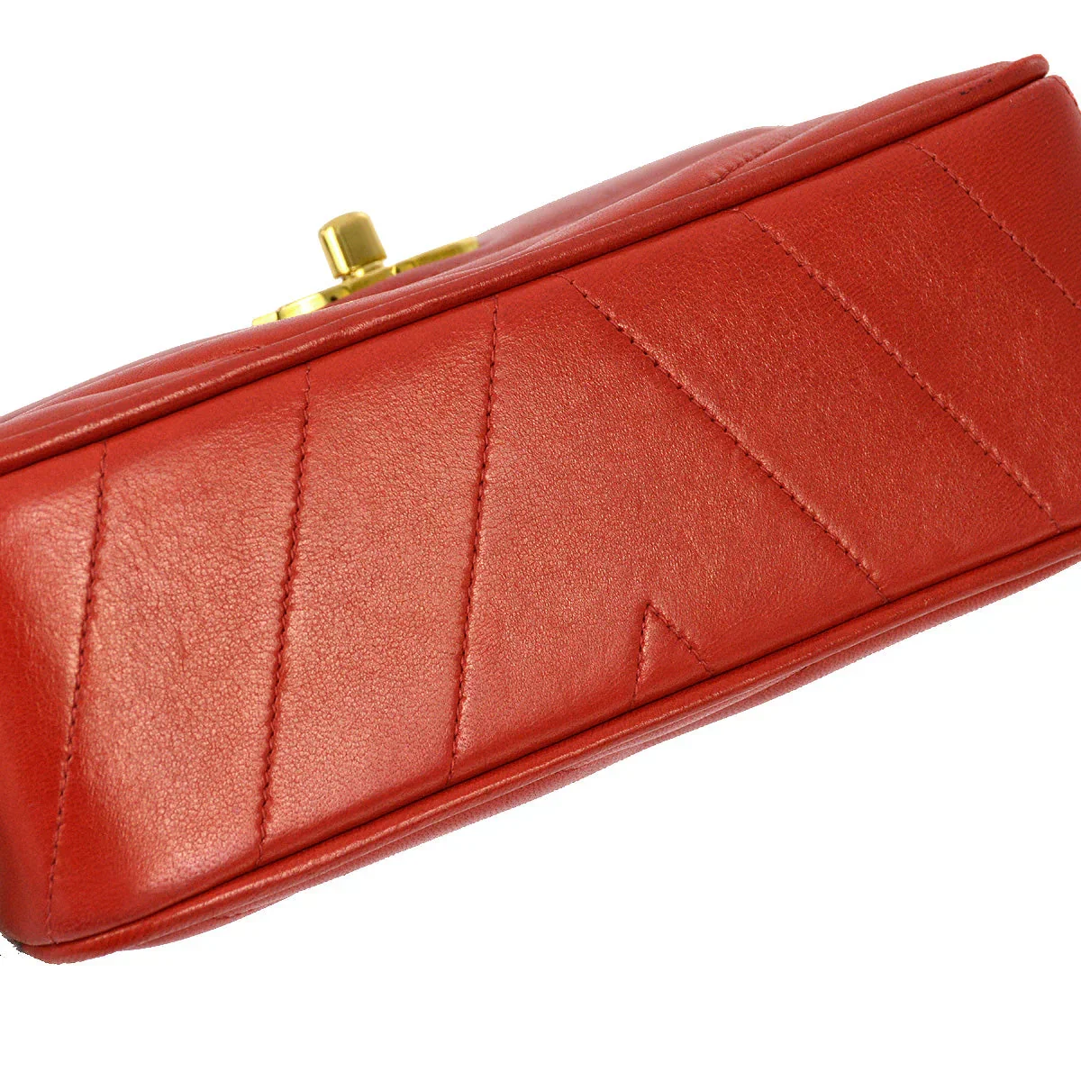 Chanel 1994-1996 Red Lambskin Chevron Chain Shoulder Bag - Image 5