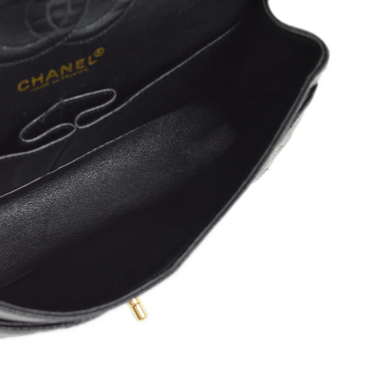 Chanel 2001-2003 Black Caviar Small Classic Double Flap Shoulder Bag - Image 10