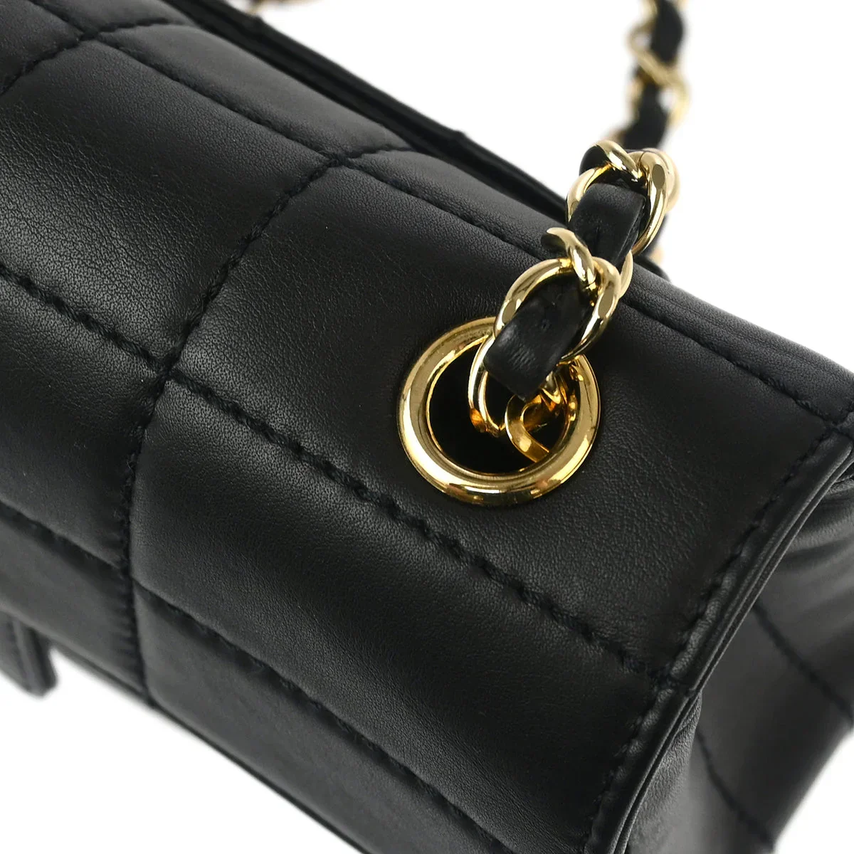 Chanel 2001-2003 Black Calfskin Choco Bar Shoulder Bag - Image 5