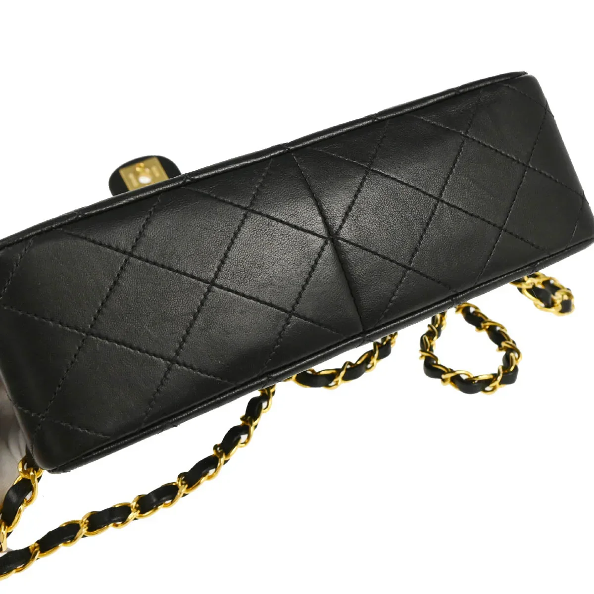 Chanel 1991-1994 Black Lambskin Classic Square Flap Shoulder Bag 20 - Image 5