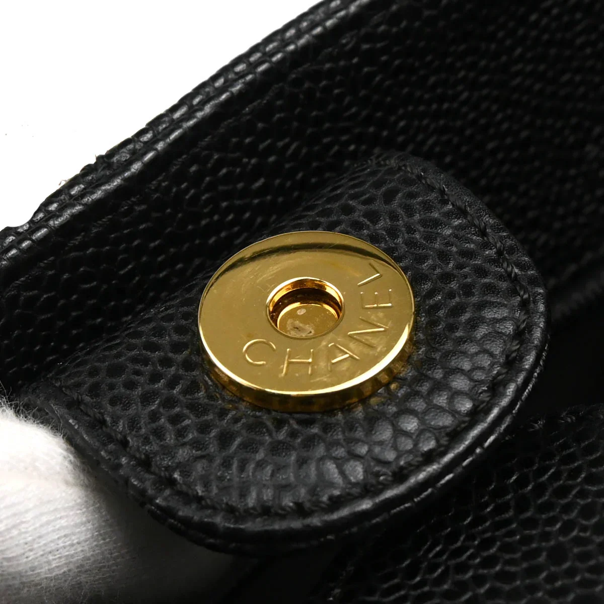 Chanel 2008-2009 Black Caviar Petite Shopping Tote PST Chain Handbag - Image 10