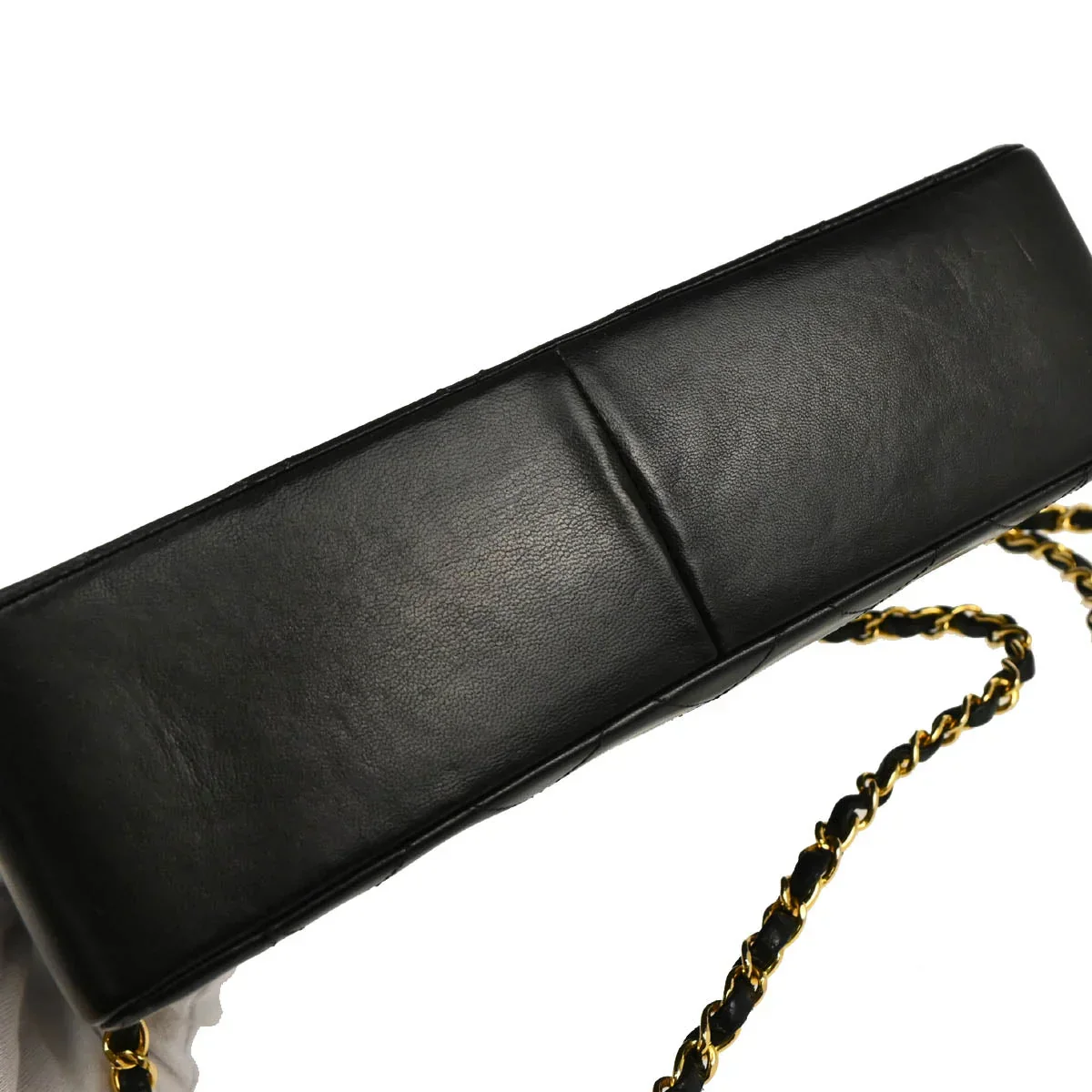 Chanel 1989-1991 Black Lambskin Single Flap Shoulder Bag - Image 5