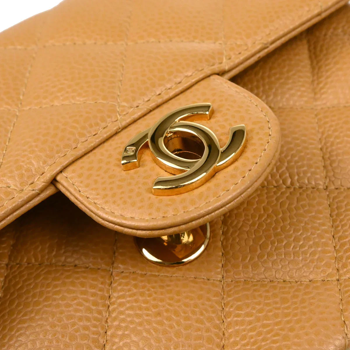 Chanel 2005-2006 Beige Caviar Mini Classic Square Flap Shoulder Bag 17 - Image 6