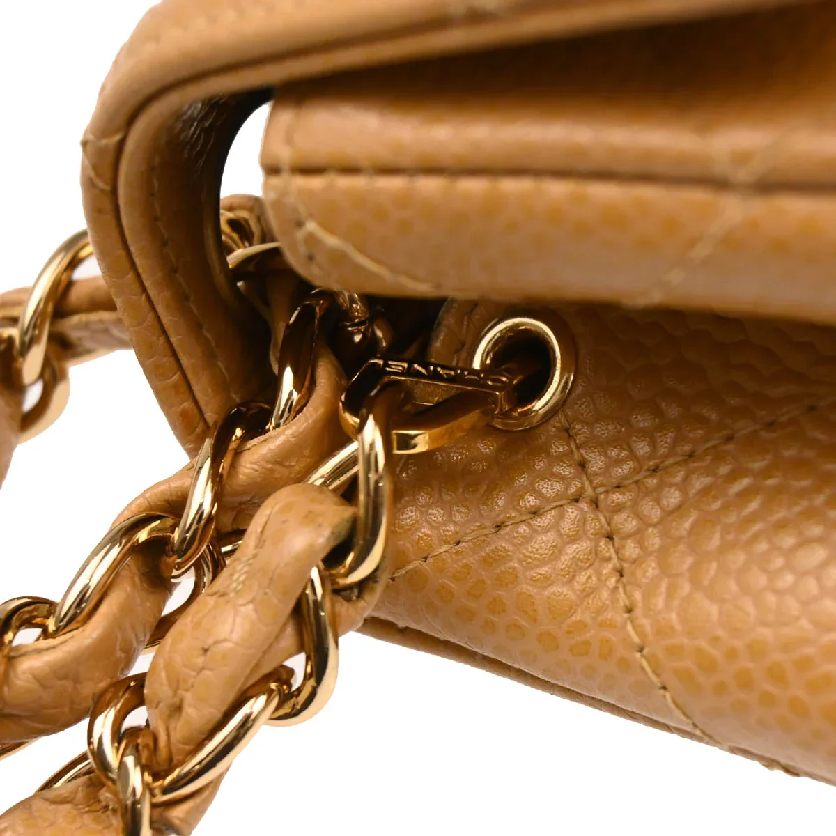 Chanel 2005-2006 Beige Caviar Mini Classic Square Flap Shoulder Bag 17 - Image 7