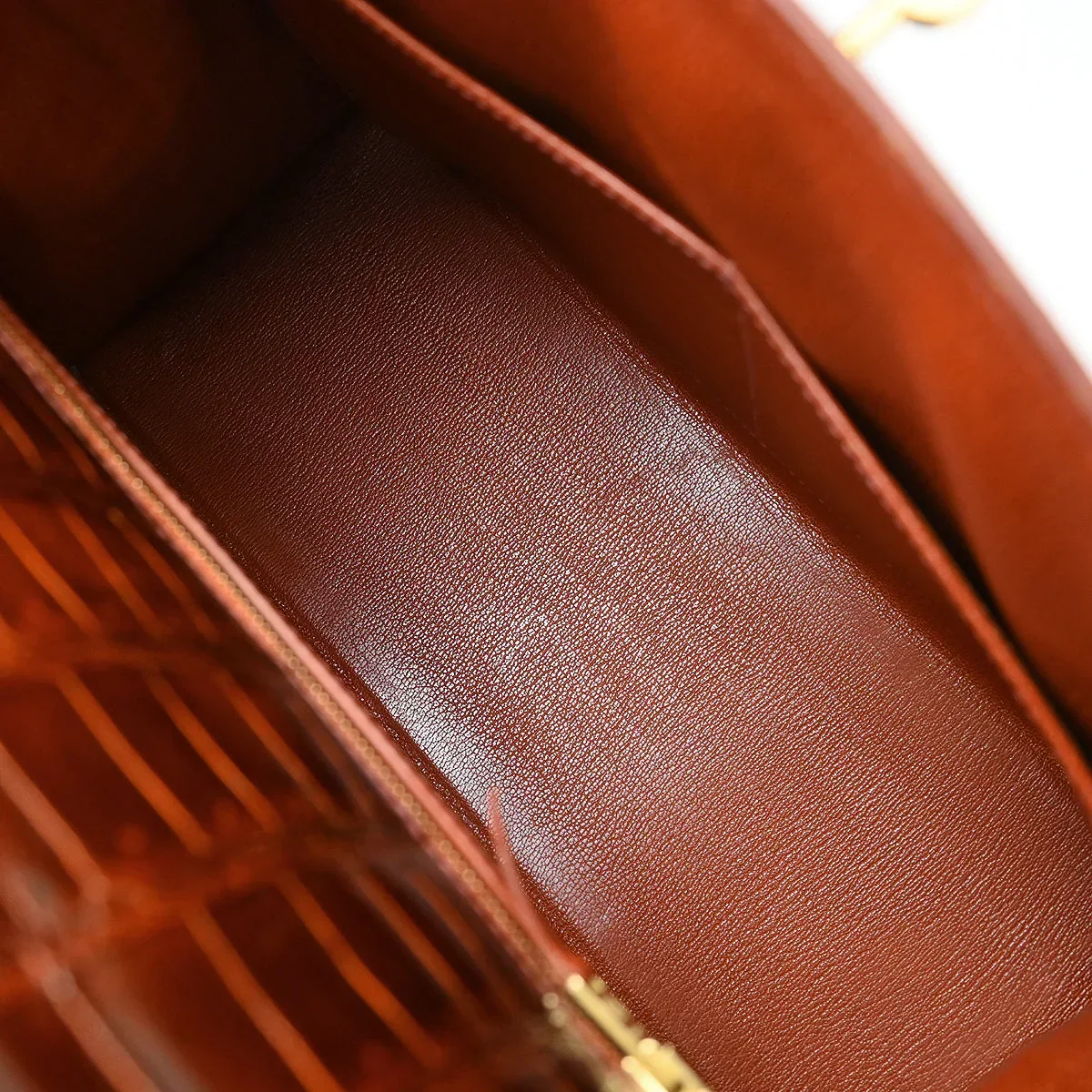 Hermes * 1999 Miel Porosus Crocodile Kelly 28 Sellier 2way Handbag - Image 7