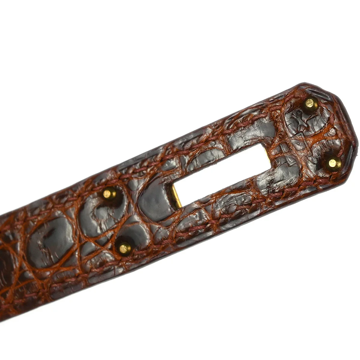 Hermes * 1999 Miel Porosus Crocodile Kelly 28 Sellier 2way Handbag - Image 9