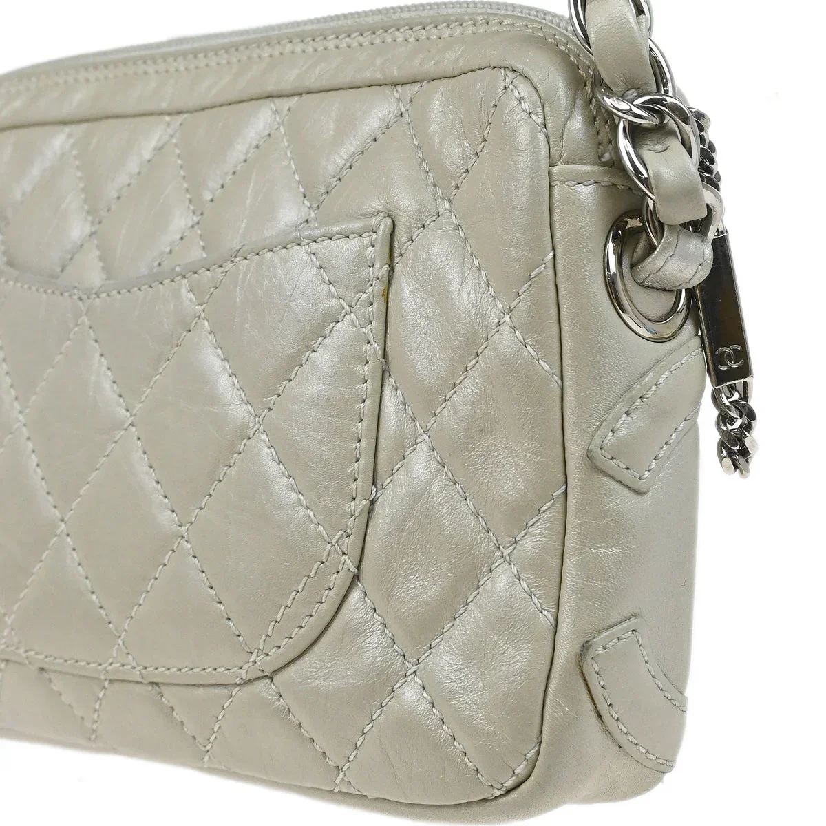 Chanel 2006-2008 Light Gray Calfskin Cambon Ligne Handbag - Image 3